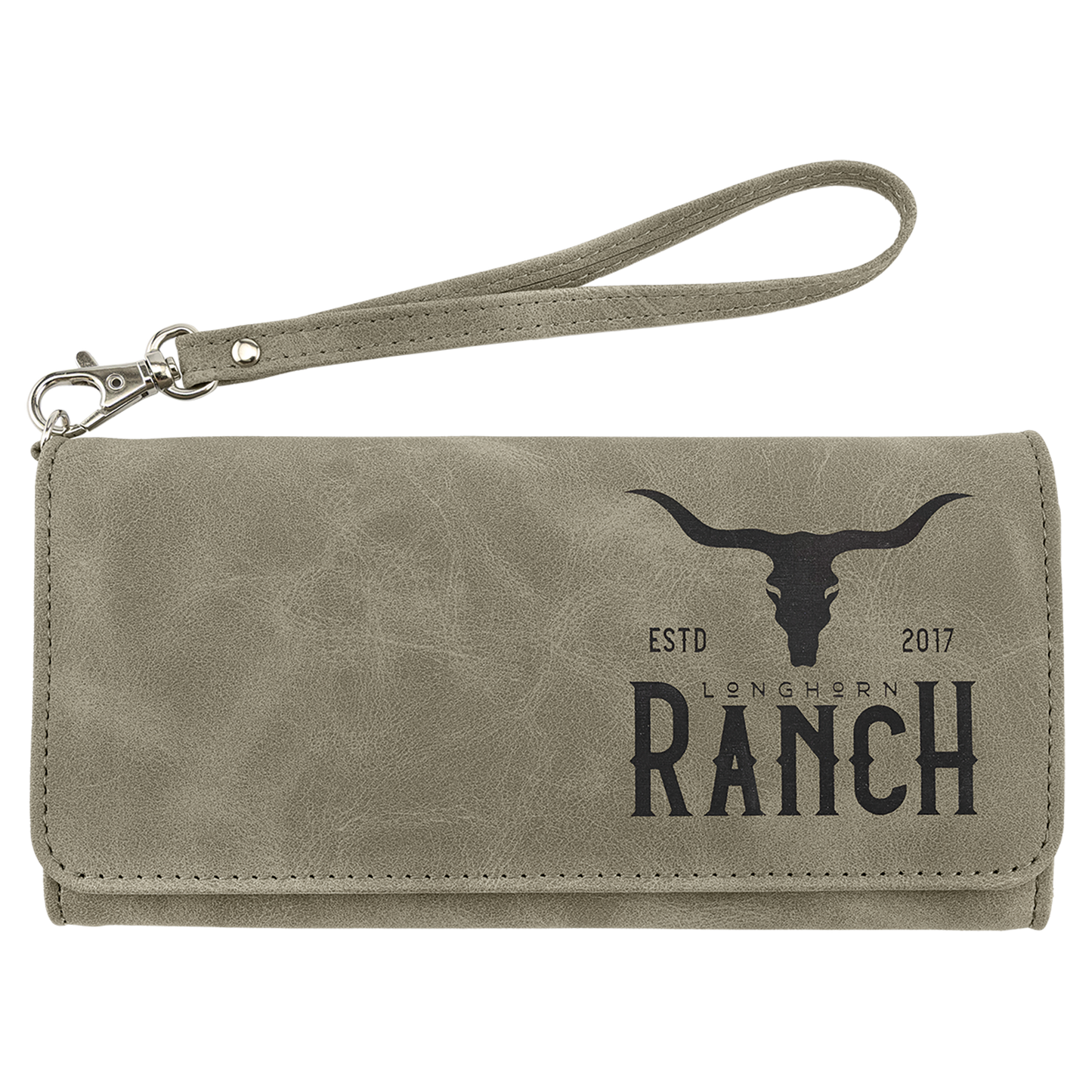 7.5" x 4" Light Green Leatherette Wallet with Strap Premier – item GFT2148