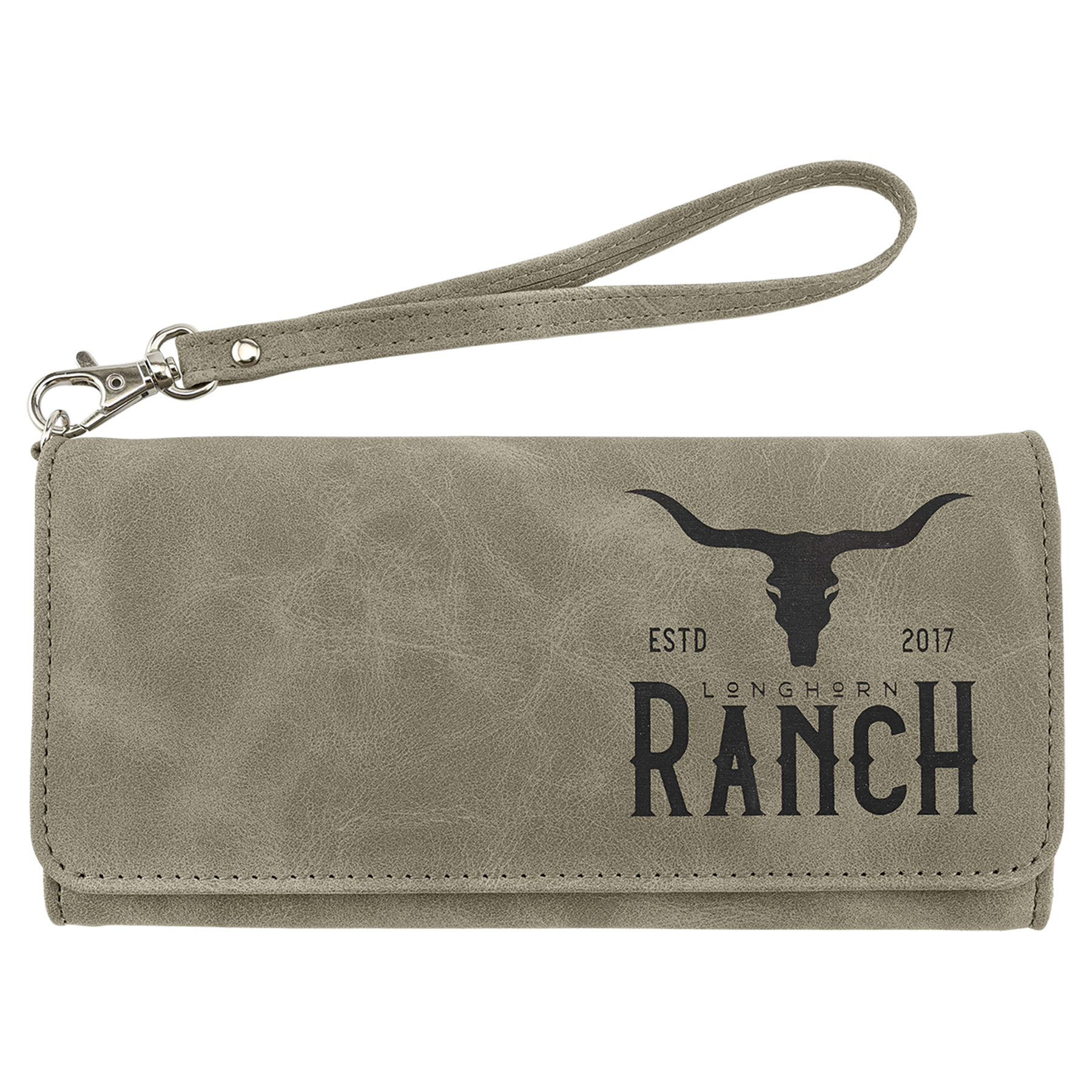 7.5" x 4" Light Green Leatherette Wallet with Strap Premier – item GFT2148