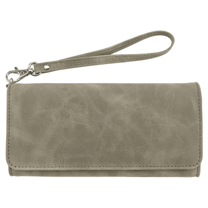 7.5" x 4" Light Green Leatherette Wallet with Strap Premier – item GFT2148 image 3