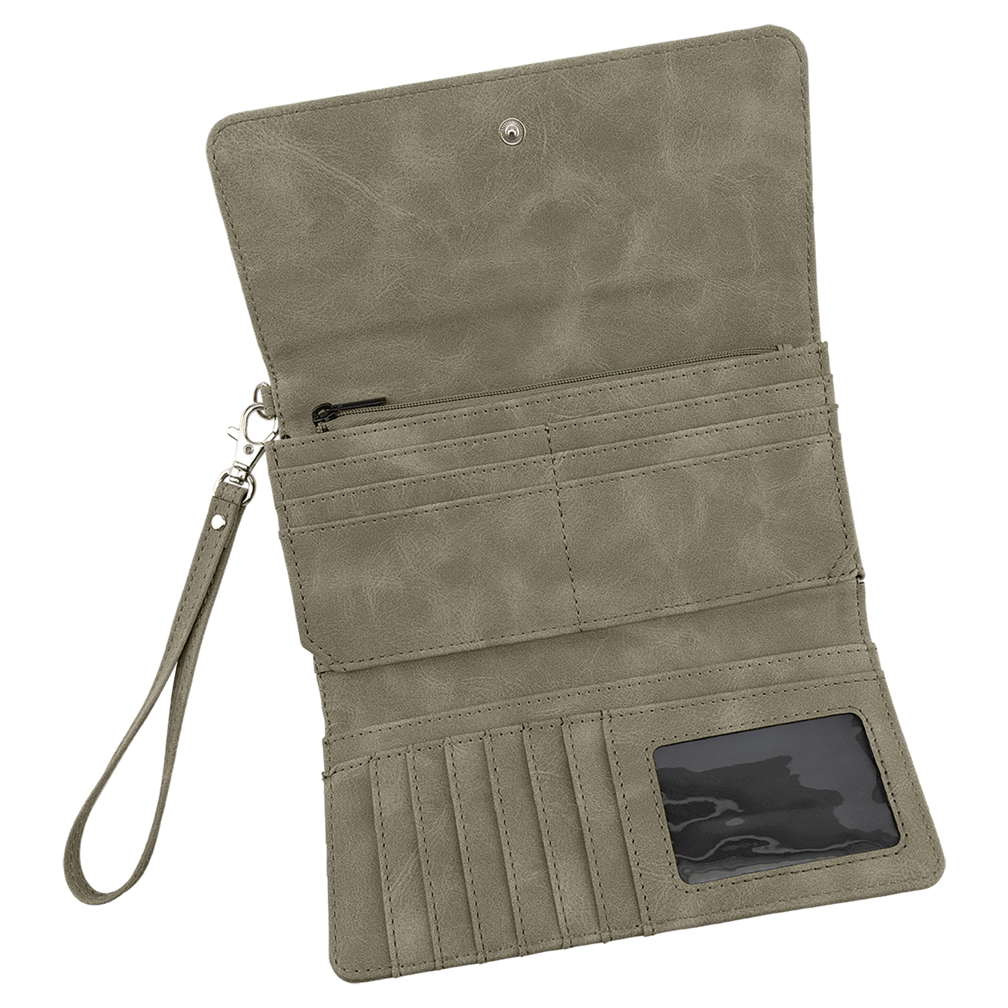 7.5" x 4" Light Green Leatherette Wallet with Strap Premier – item GFT2148 image 2
