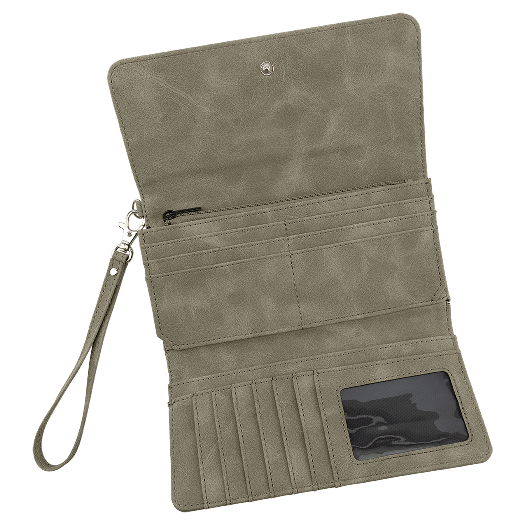 7.5" x 4" Light Green Leatherette Wallet with Strap Premier – item GFT2148 image 2