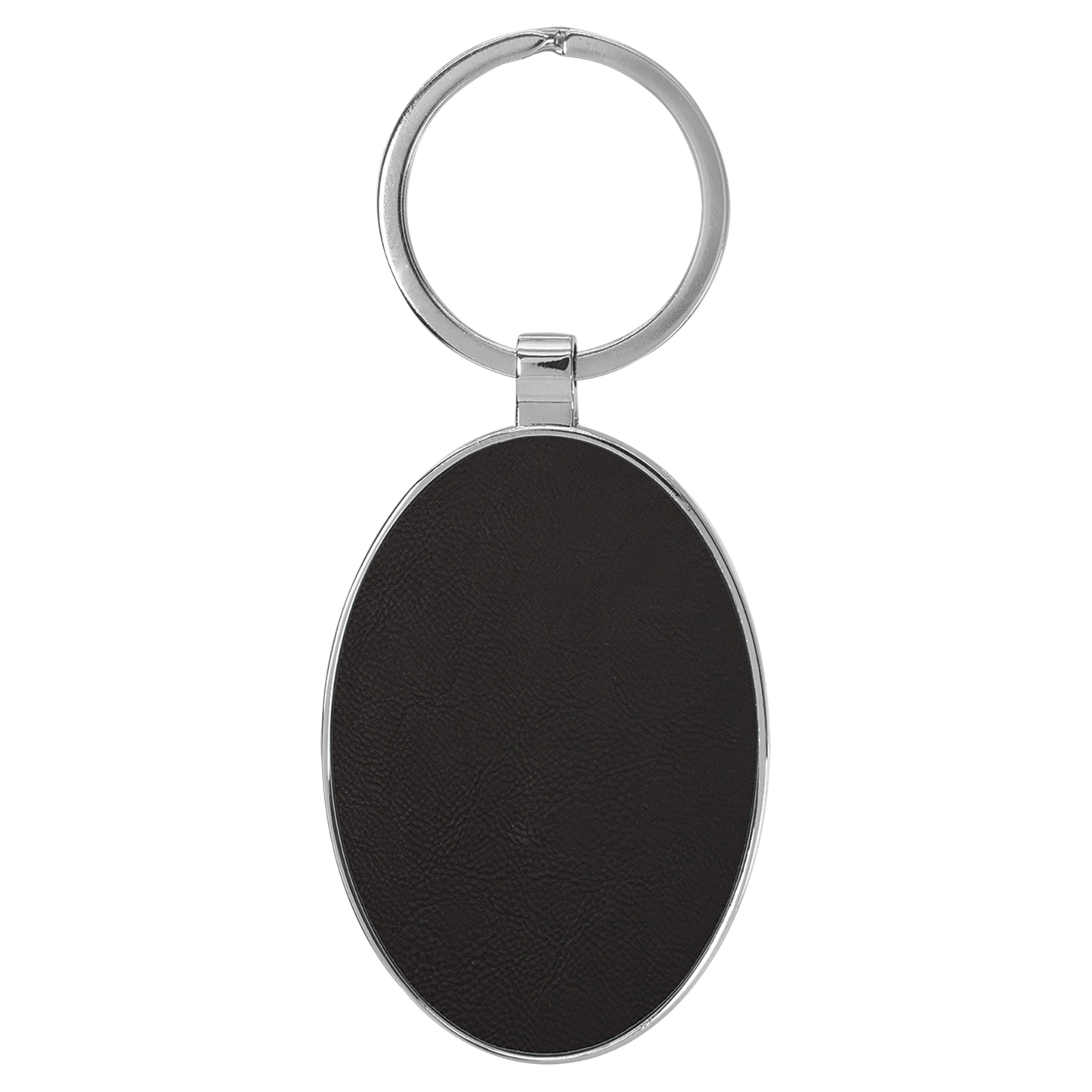 3" x 1.75" Black/Gold Metal Oval Leatherette Keychain – item GFT2152 image 2