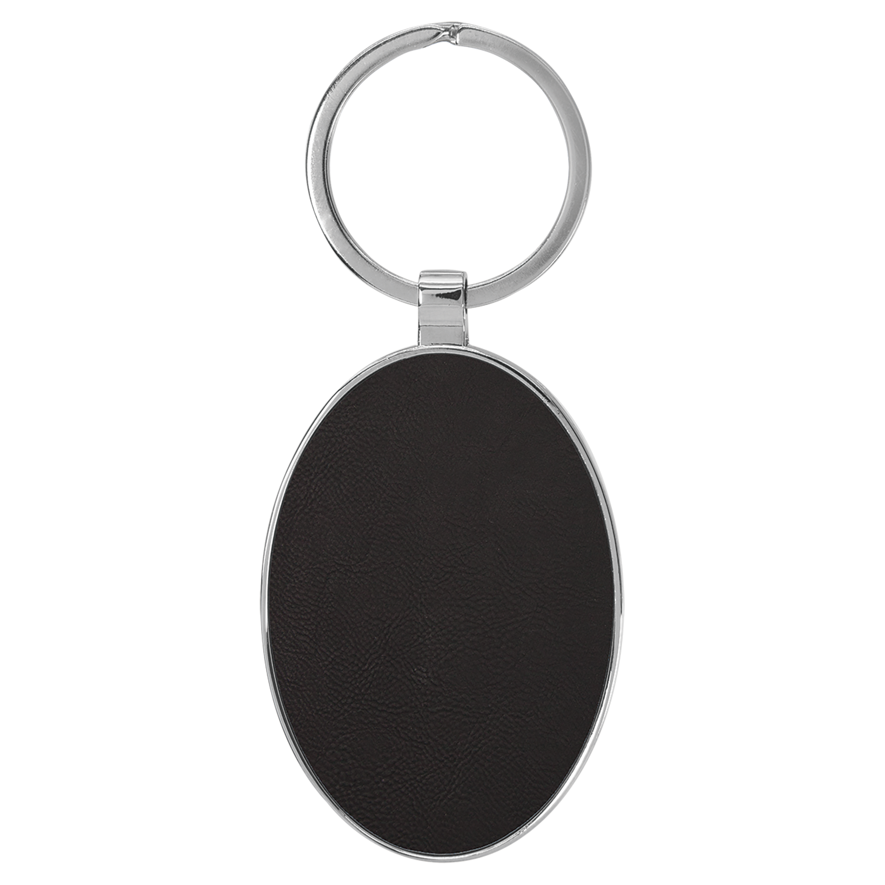 3" x 1.75" Black/Gold Metal Oval Leatherette Keychain – item GFT2152 image 2