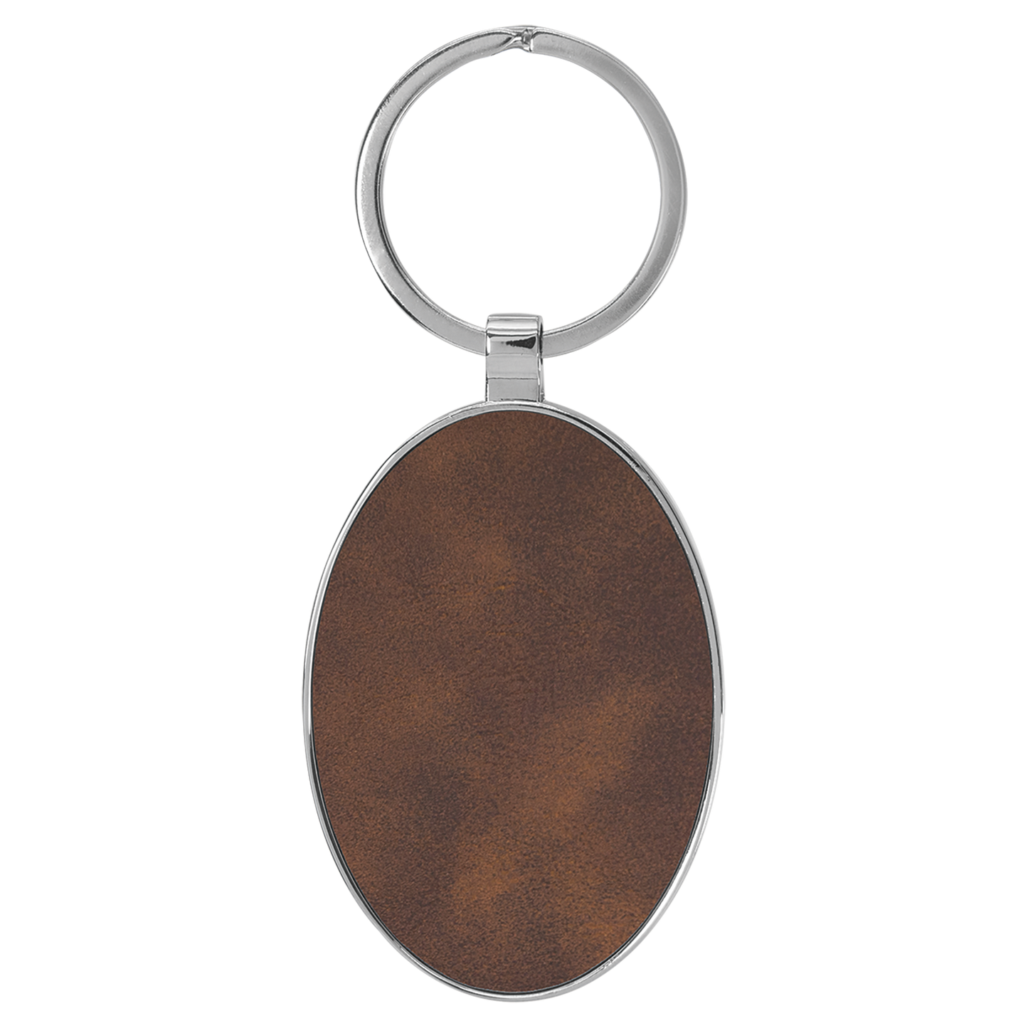 3" x 1.75" Rustic/Silver Metal Oval Leatherette Keychain – item GFT2157 image 2