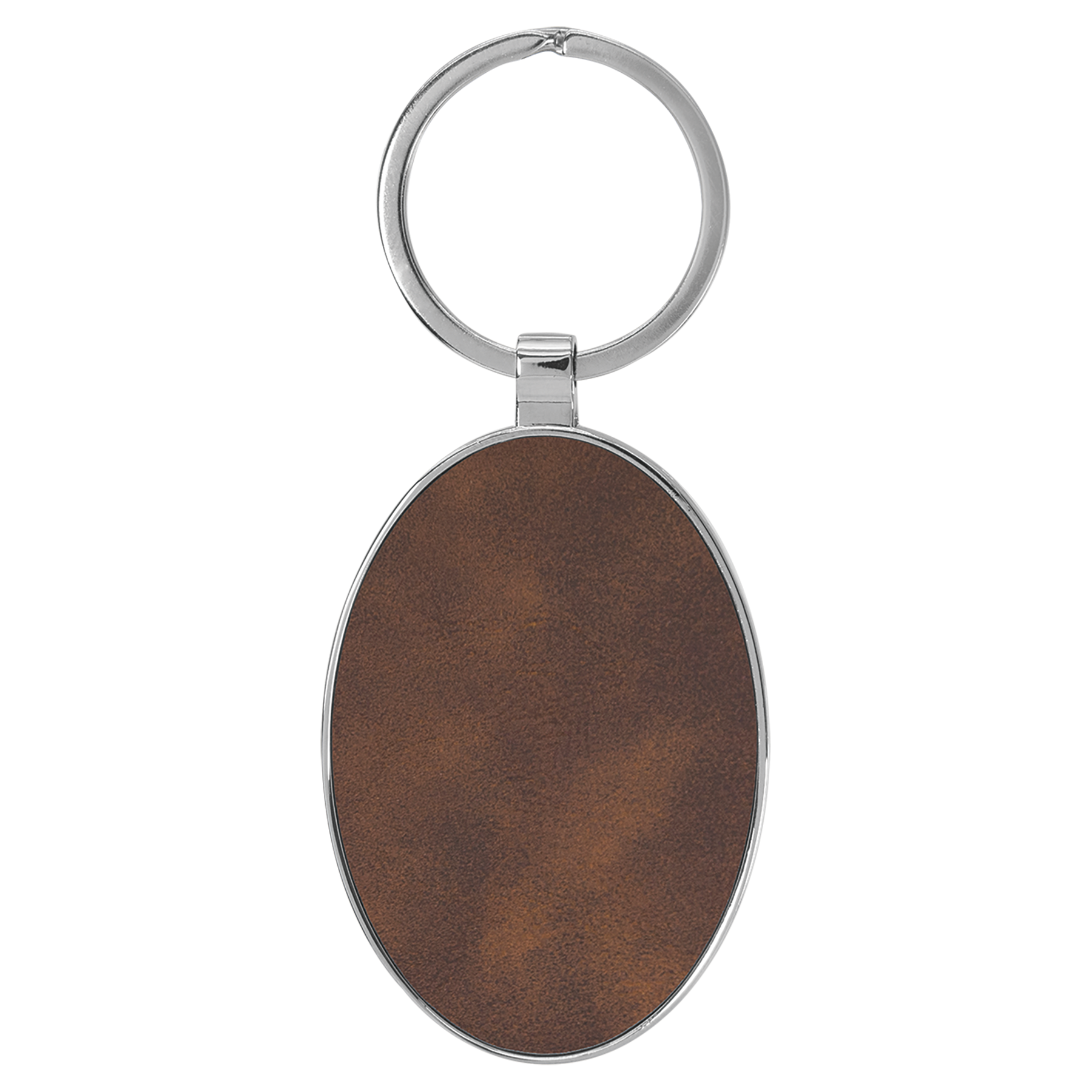 3" x 1.75" Rustic/Silver Metal Oval Leatherette Keychain – item GFT2157 image 2