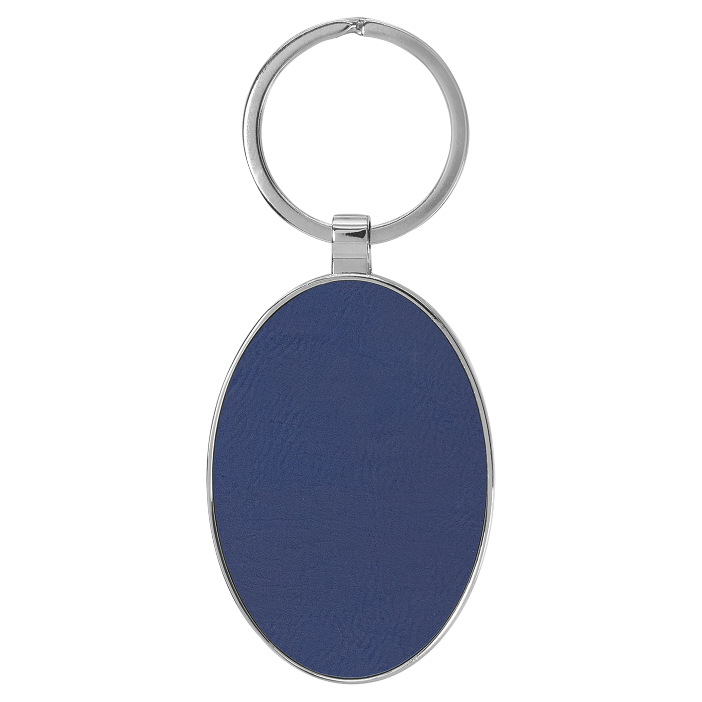 3" x 1.75" Blue/Silver Metal Oval Leatherette Keychain – item GFT2159 image 2