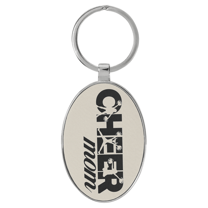 3" x 1.75" White/Black Metal Oval Leatherette Keychain – item GFT2162 image 3