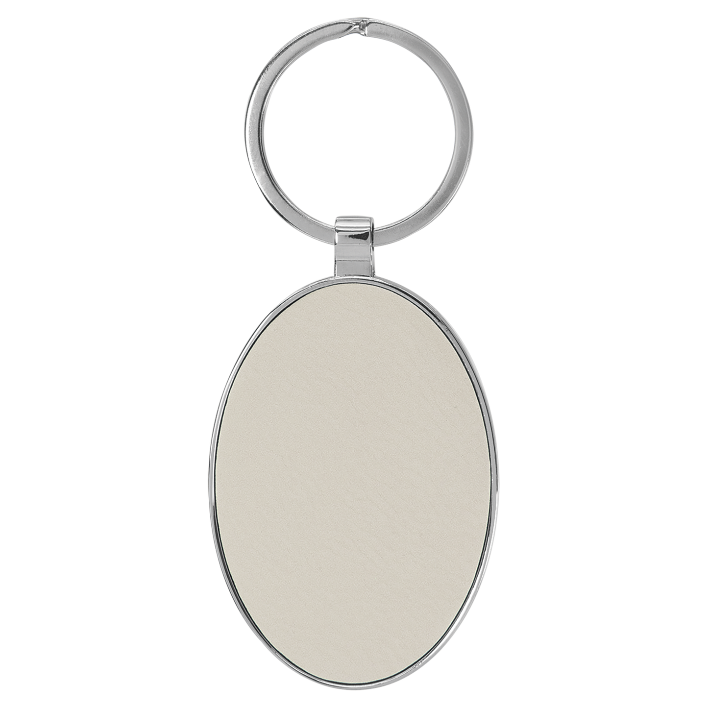 3" x 1.75" White/Black Metal Oval Leatherette Keychain – item GFT2162 image 2