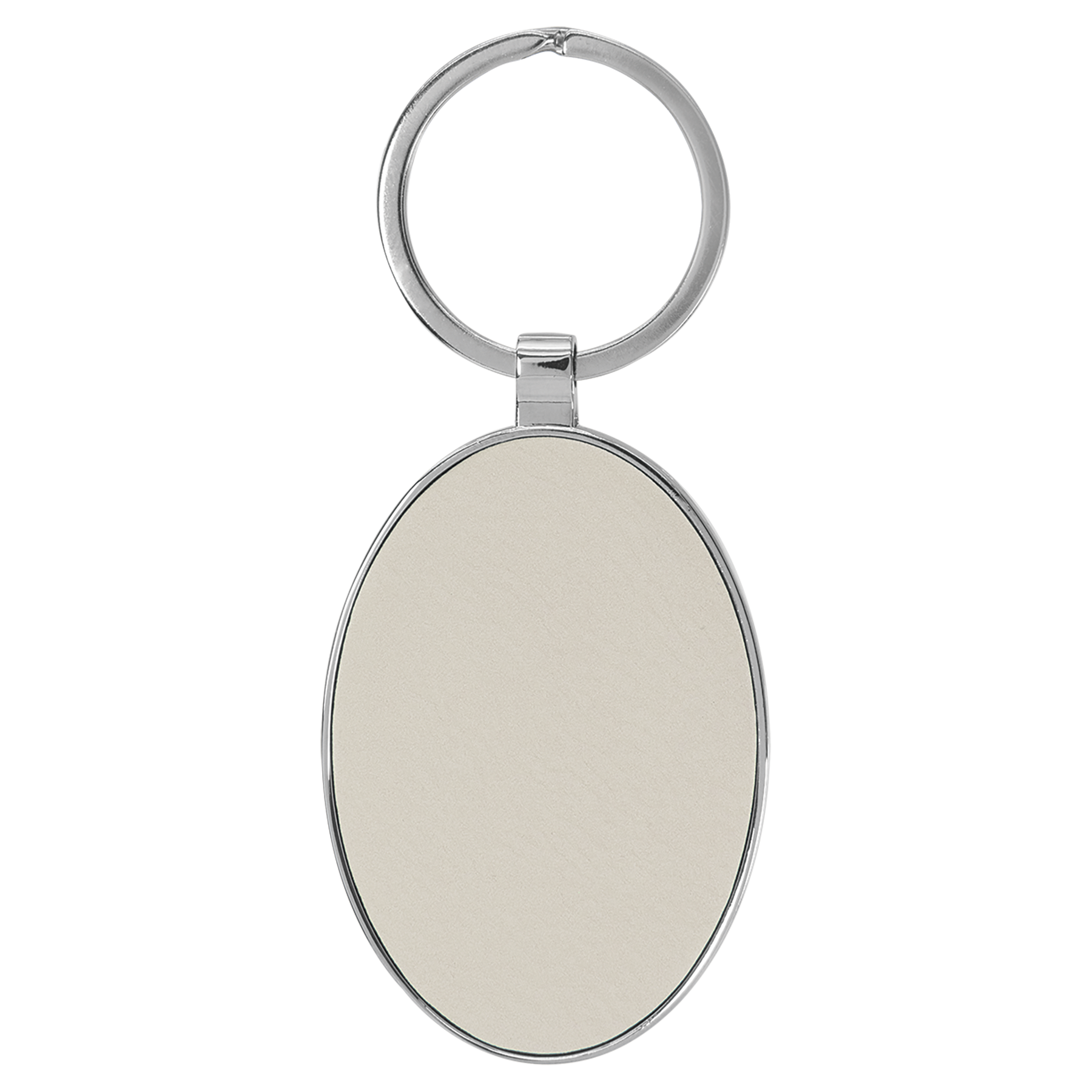 3" x 1.75" White/Black Metal Oval Leatherette Keychain – item GFT2162 image 2