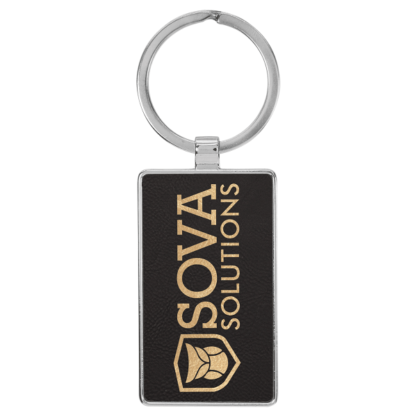 2.75" x 1.25" Black/Gold Metal Rectangle Leatherette – item GFT2172 image 3