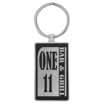 2.75" x 1.25" Black/Silver Metal Rectangle Leatherette – item GFT2176