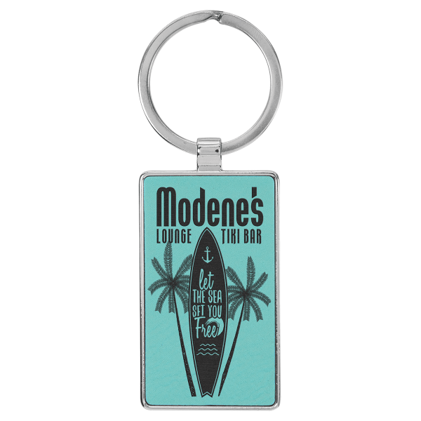 2.75" x 1.25" Metal Rectangle Leatherette Keychain – item GFT2178 image 3