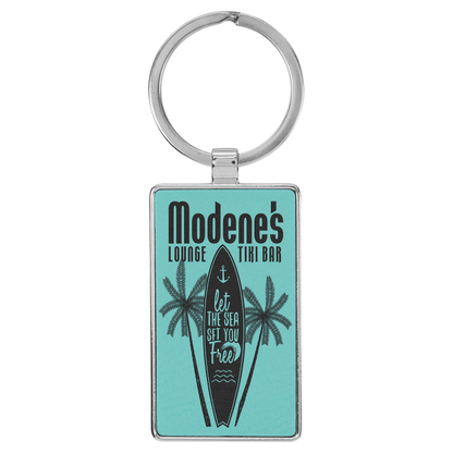 2.75" x 1.25" Metal Rectangle Leatherette Keychain – item GFT2178 image 3