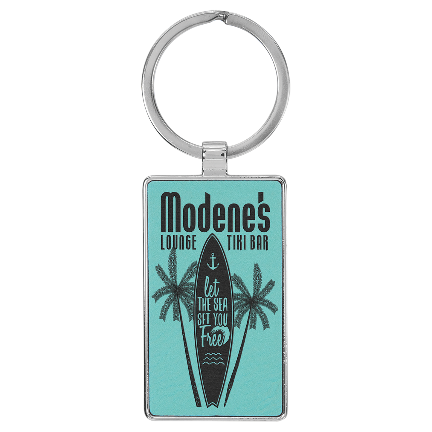 2.75" x 1.25" Metal Rectangle Leatherette Keychain – item GFT2178