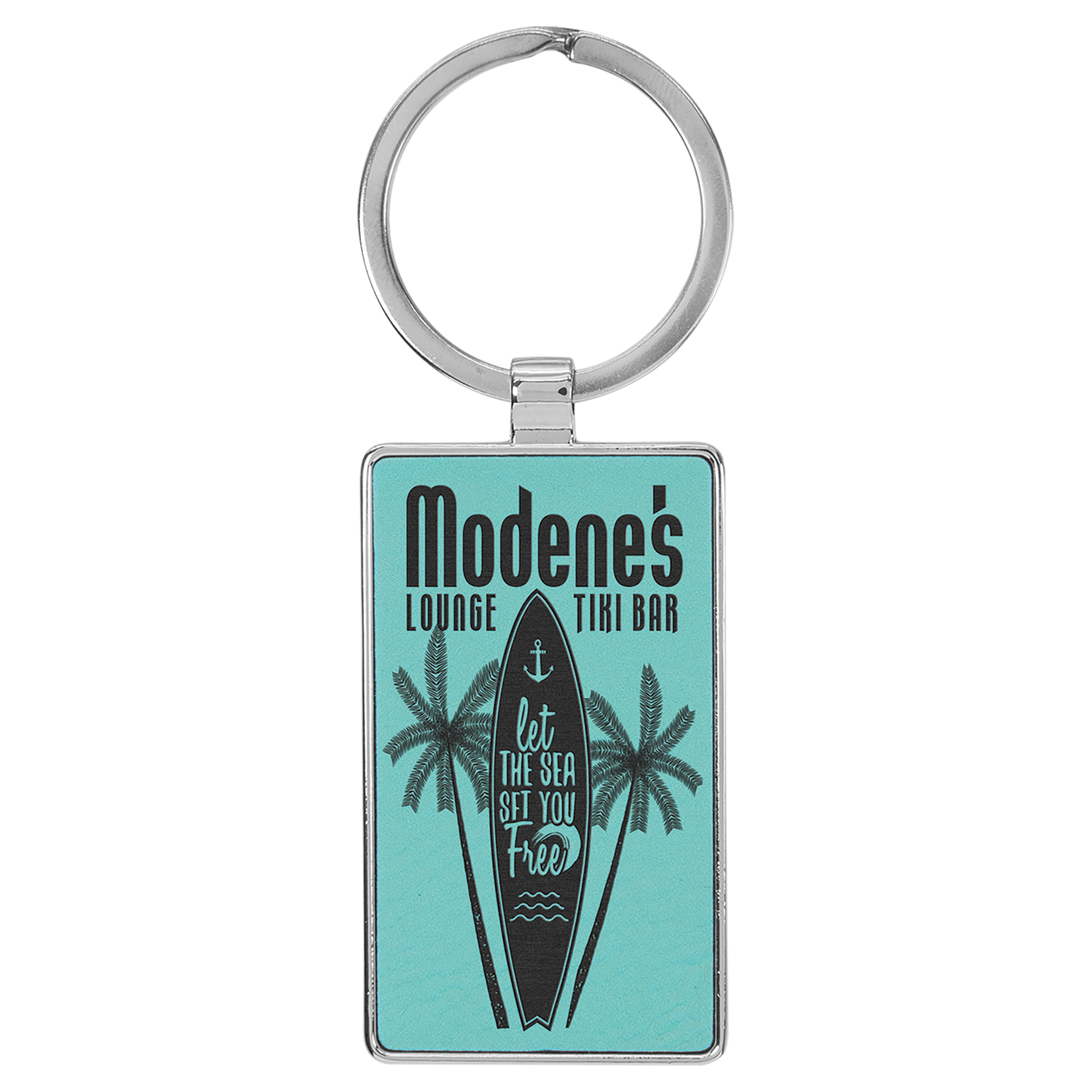 2.75" x 1.25" Metal Rectangle Leatherette Keychain – item GFT2178