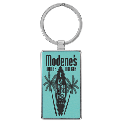 2.75" x 1.25" Metal Rectangle Leatherette Keychain – item GFT2178