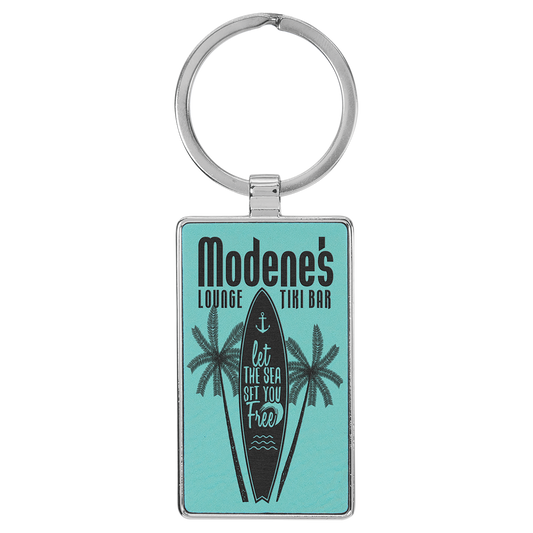 2.75" x 1.25" Metal Rectangle Leatherette Keychain – item GFT2178