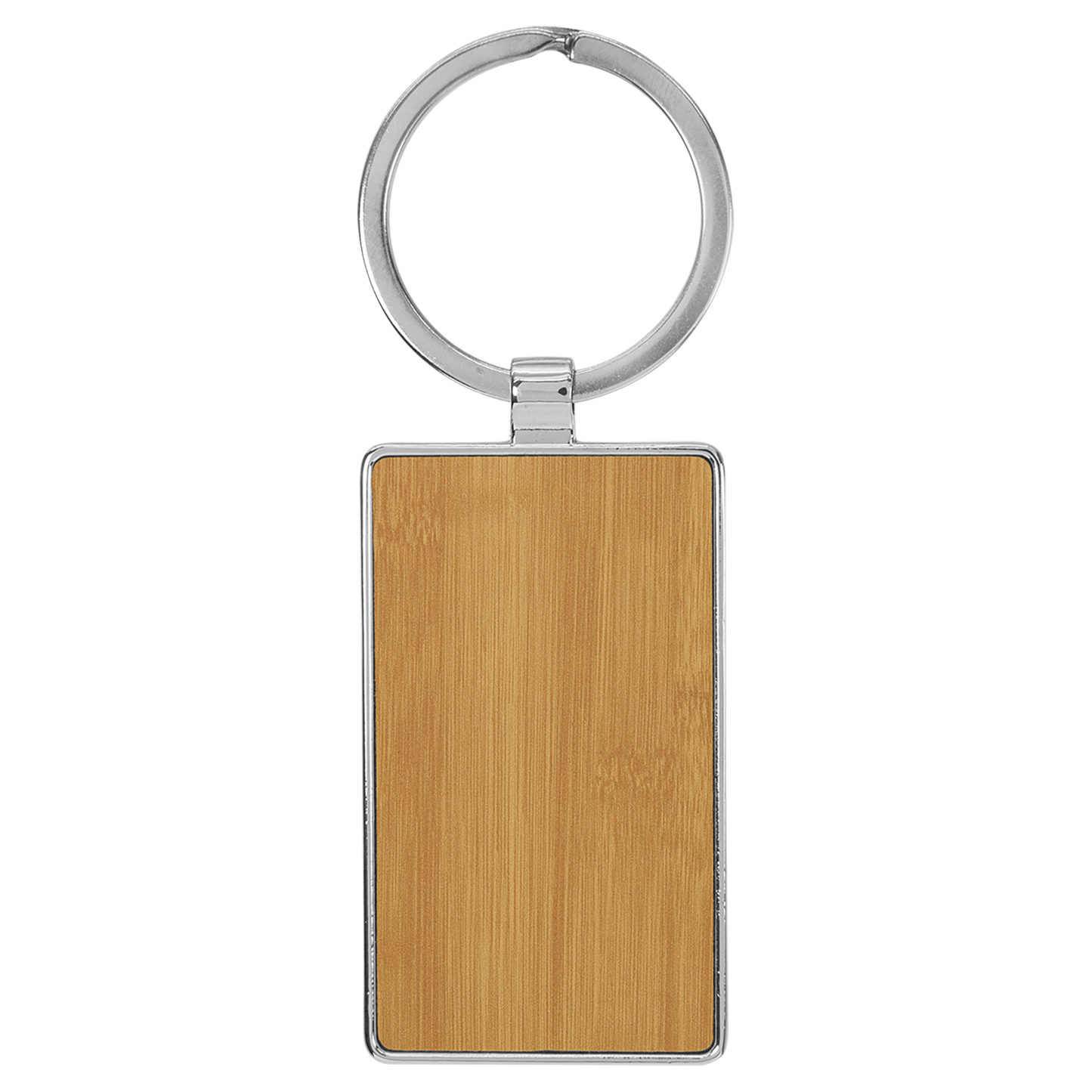 2.75" x 1.25" Bamboo Metal Rectangle Leatherette Keychain – item GFT2180 image 2