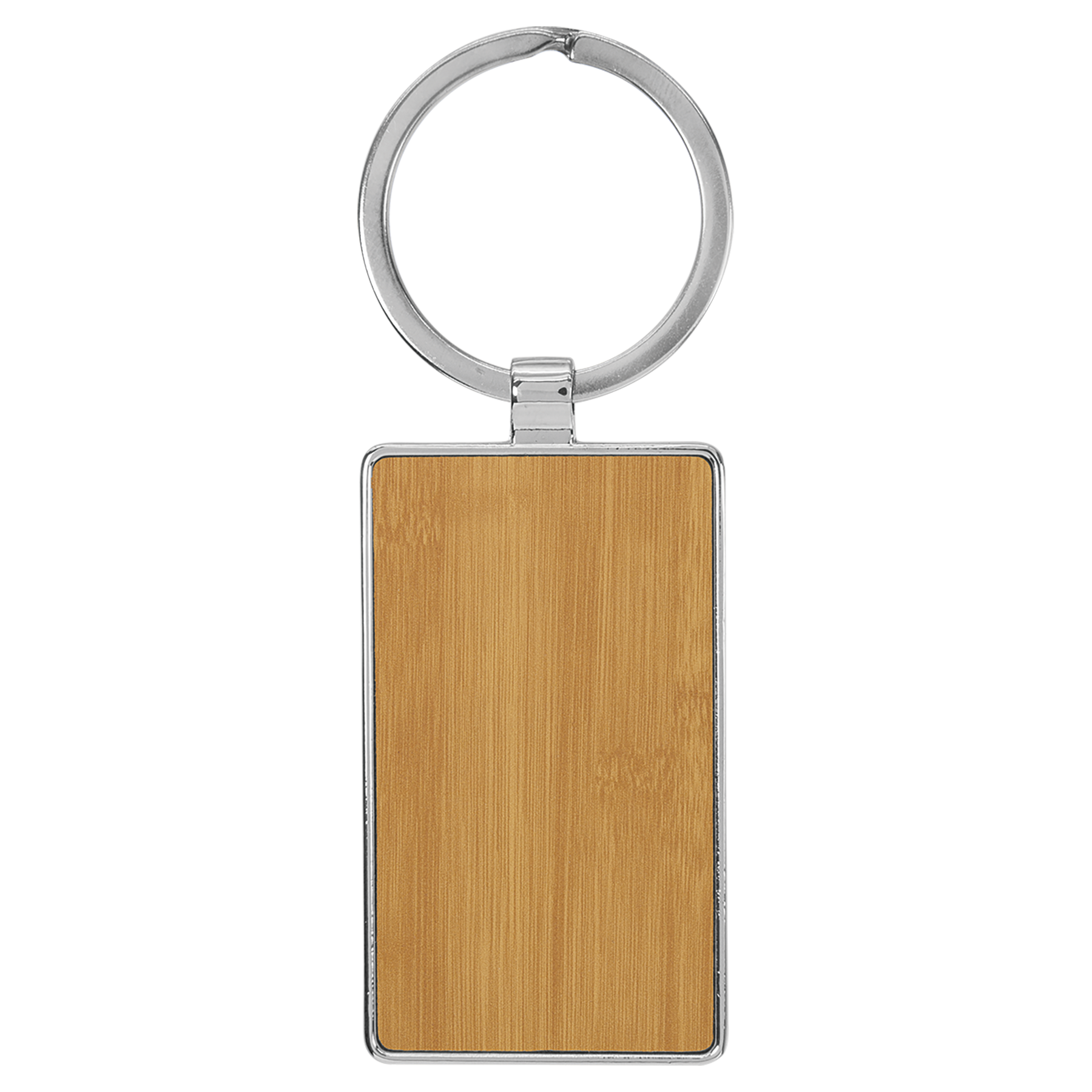 2.75" x 1.25" Bamboo Metal Rectangle Leatherette Keychain – item GFT2180 image 2