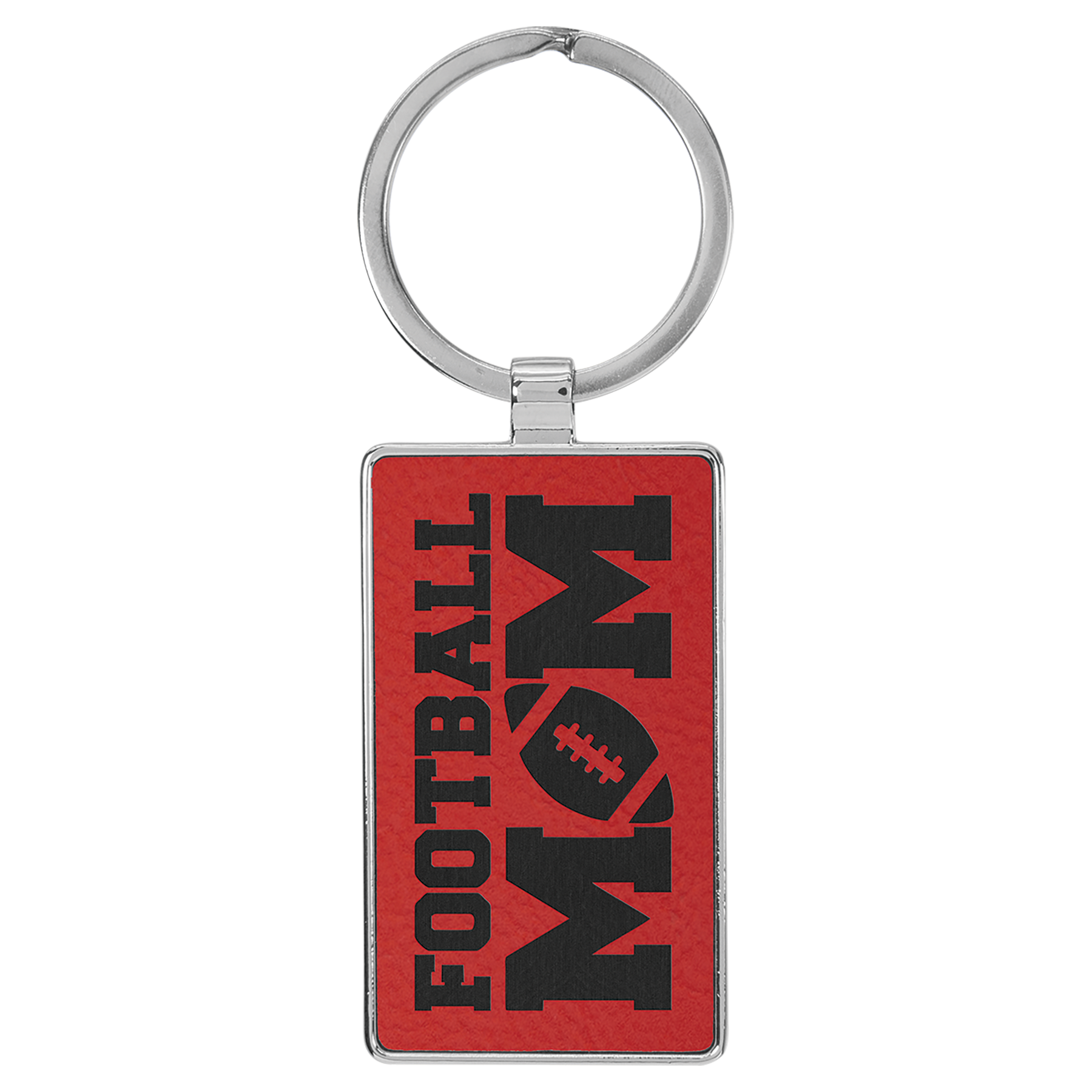 2.75" x 1.25" Metal Rectangle Leatherette Keychain – item GFT2181