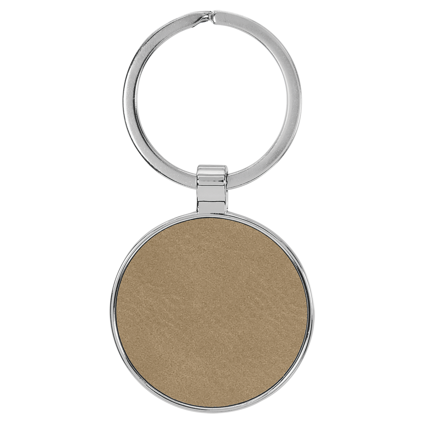1.5" Light Brown Metal Round Leatherette Keychain – item GFT2190 image 3