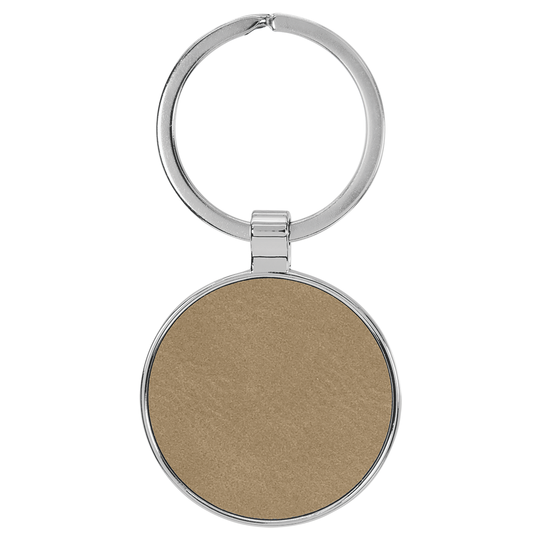 1.5" Light Brown Metal Round Leatherette Keychain – item GFT2190 image 3