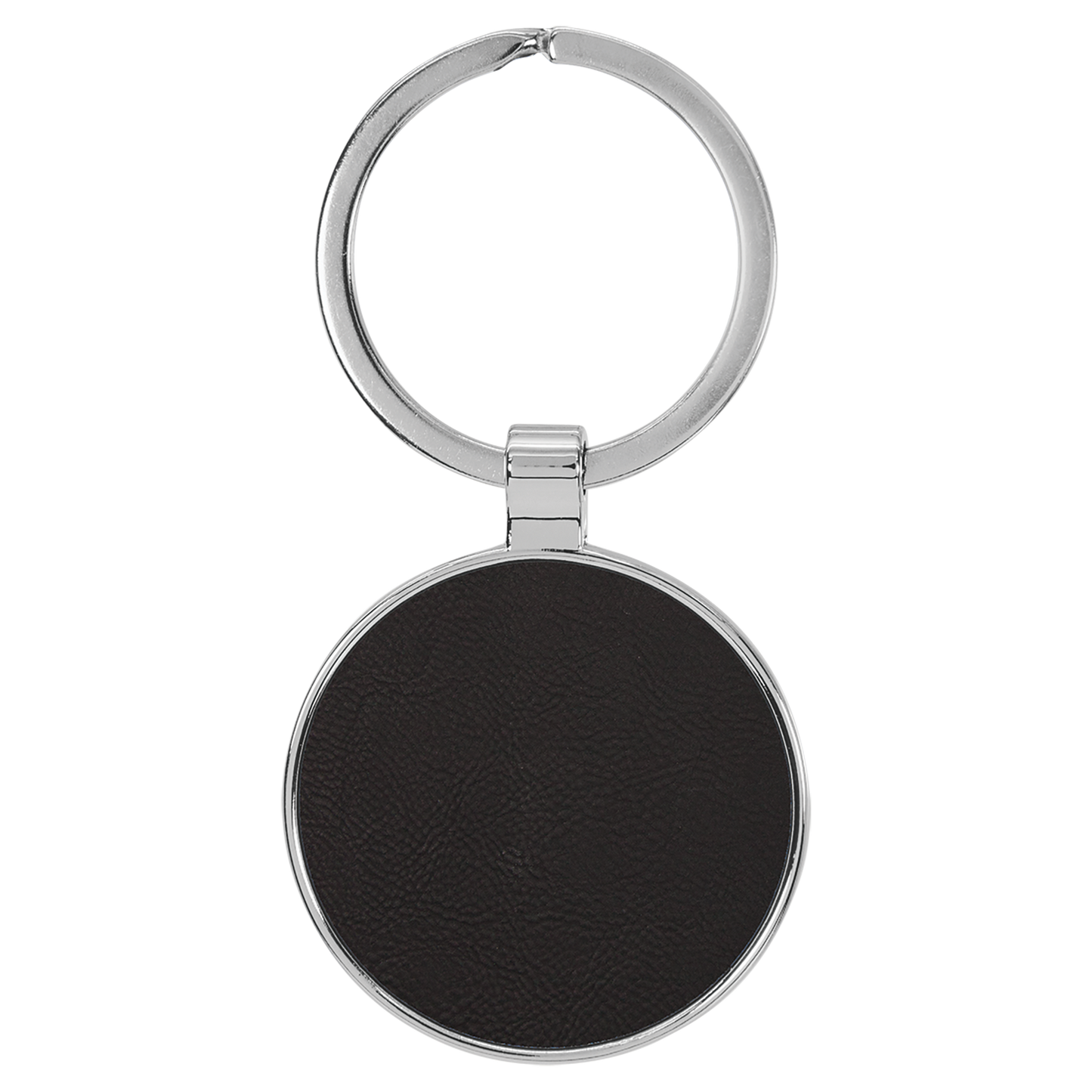 1.5" Black/Gold Metal Round Leatherette Keychain – item GFT2192 image 2