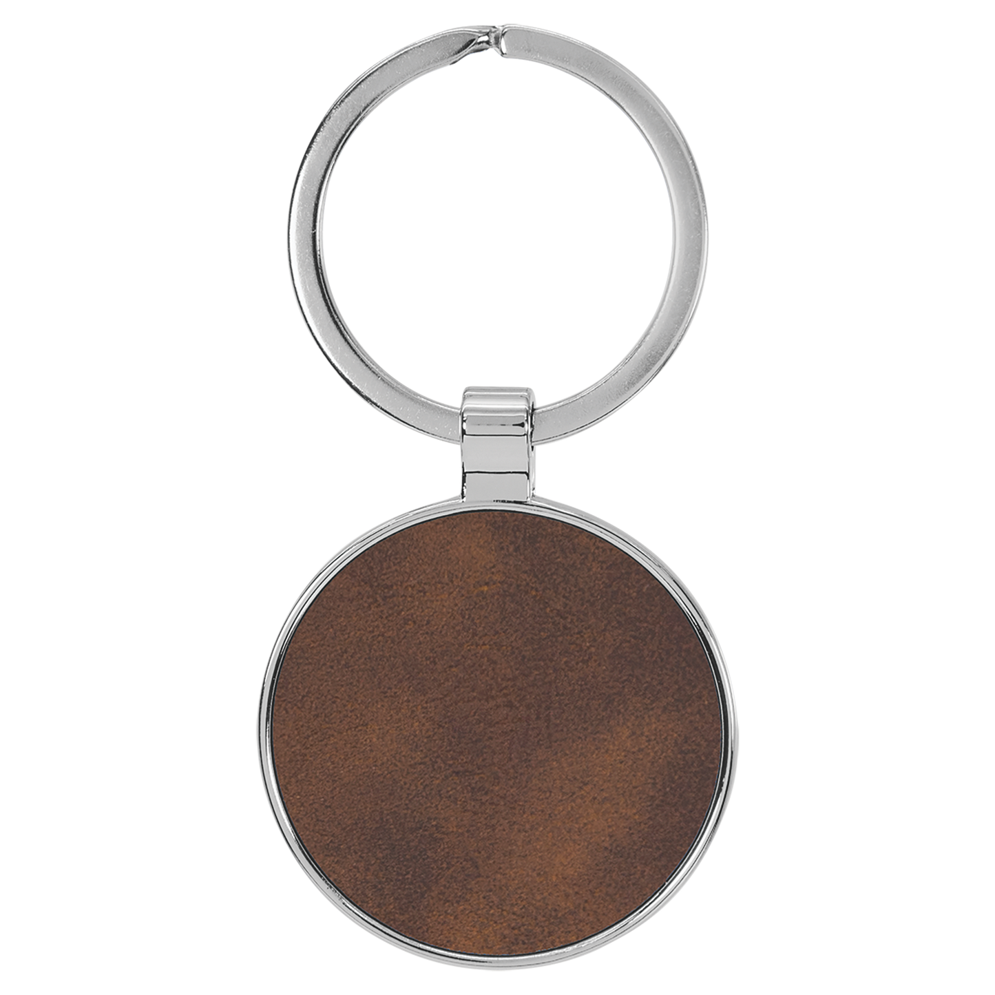 1.5" Rustic/Silver Metal Round Leatherette Keychain – item GFT2197 image 2