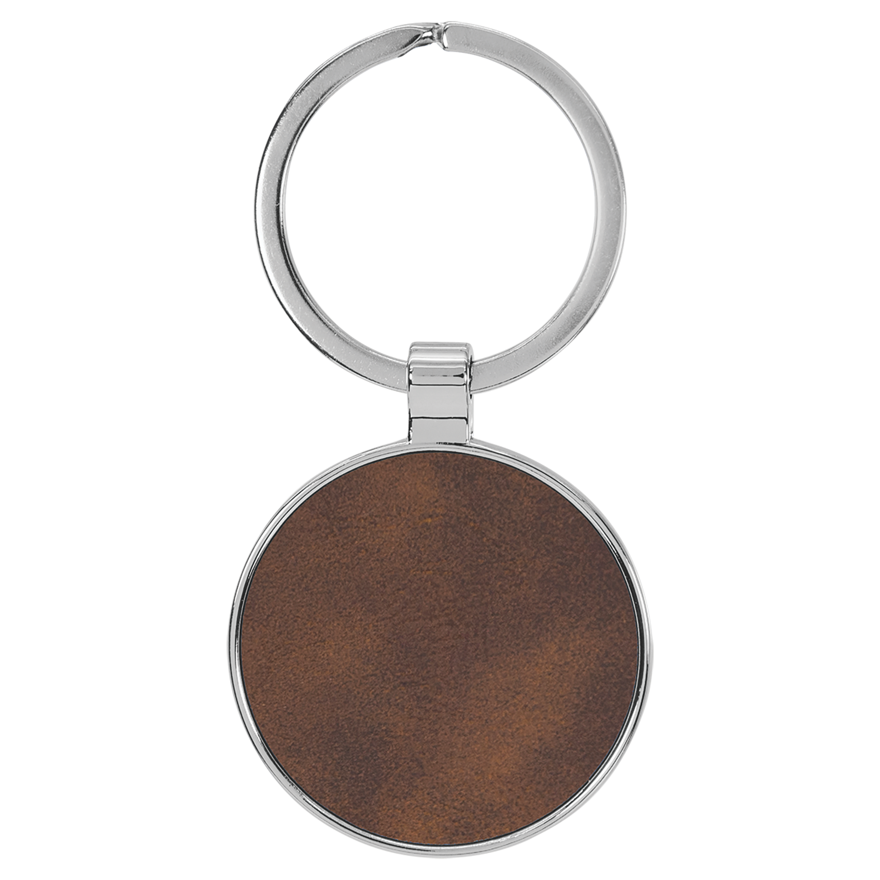 1.5" Rustic/Silver Metal Round Leatherette Keychain – item GFT2197 image 2