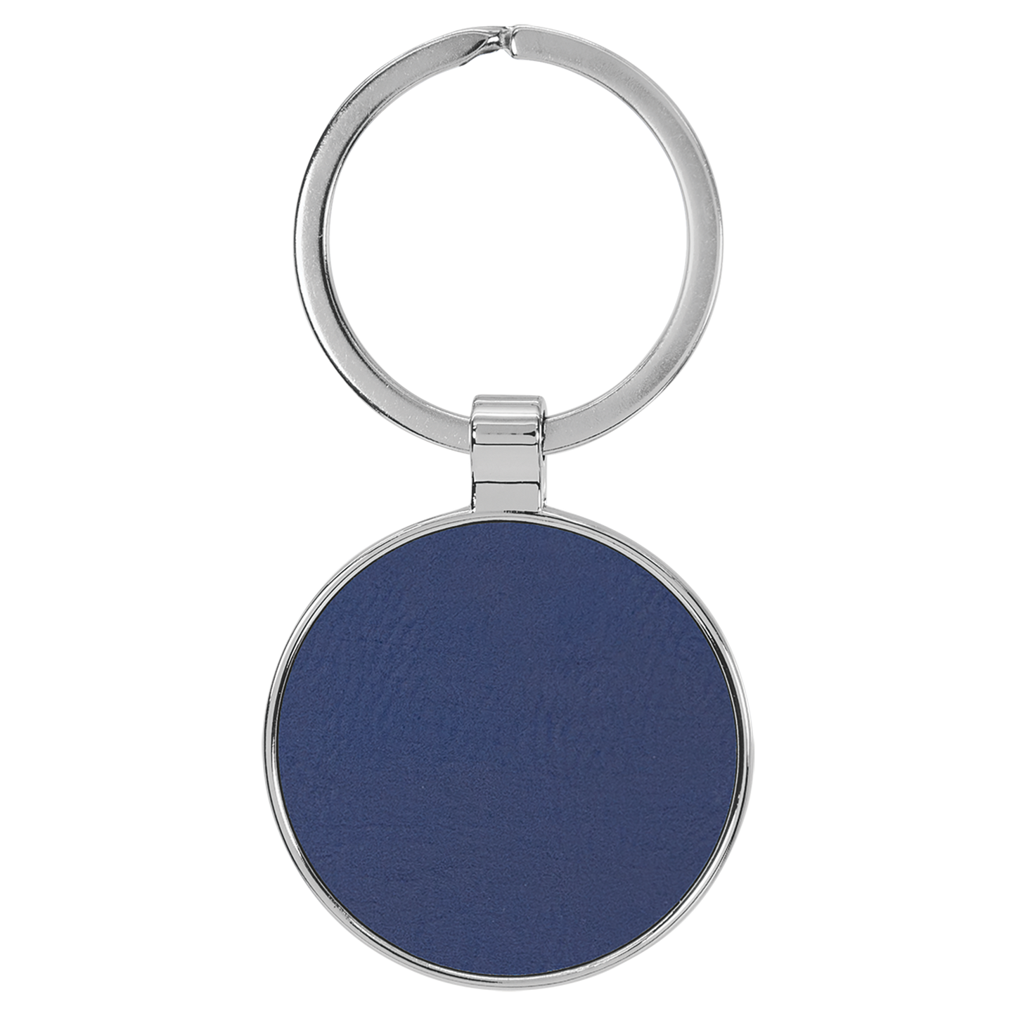 1.5" Blue/Silver Metal Round Leatherette Keychain – item GFT2199 image 2