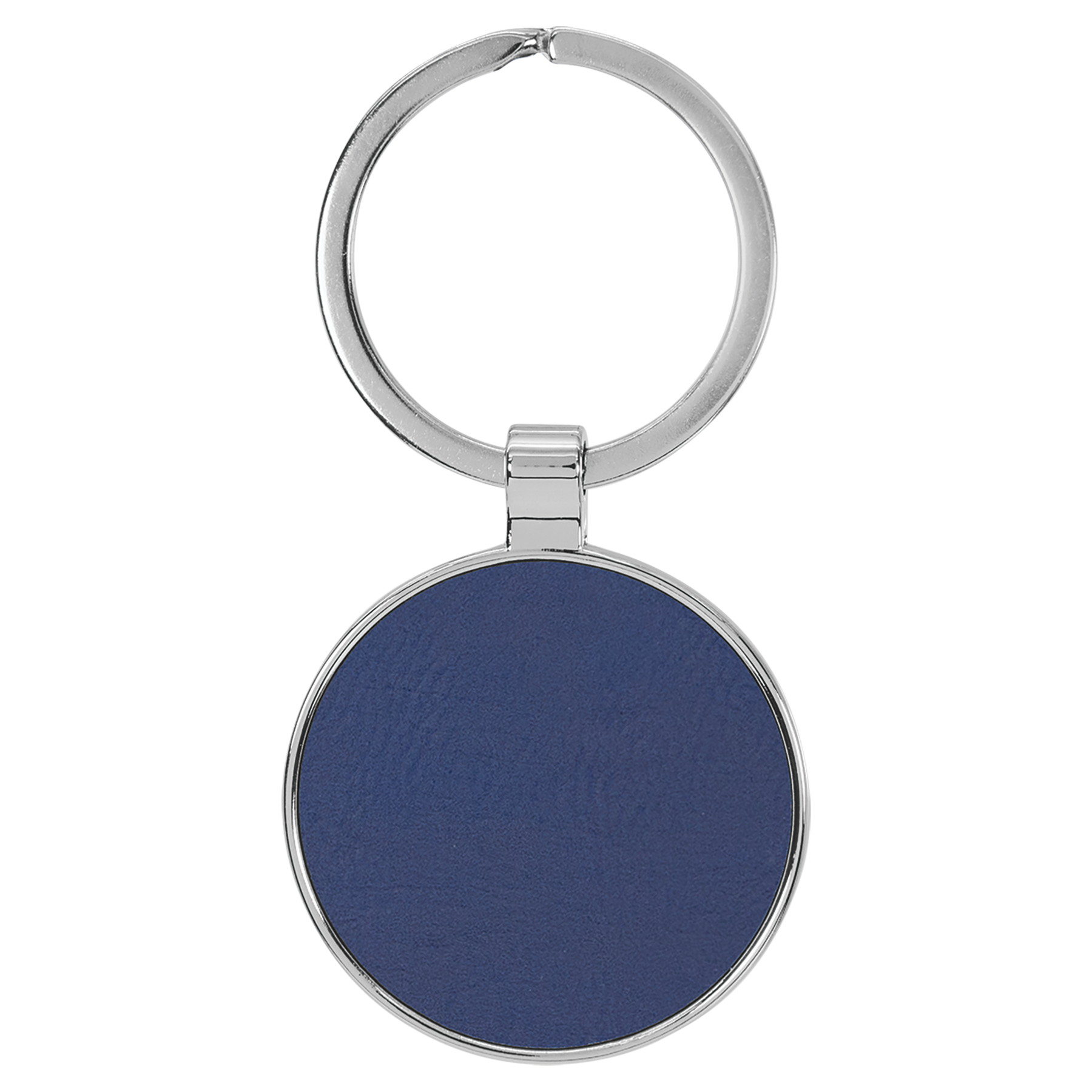 1.5" Blue/Silver Metal Round Leatherette Keychain – item GFT2199 image 2