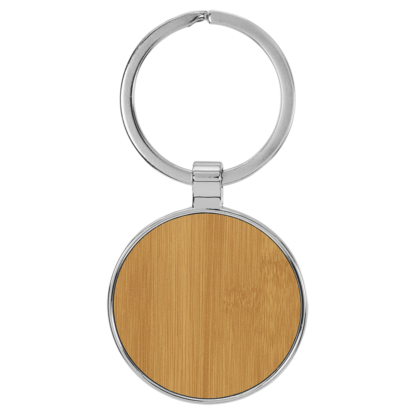 1.5" Bamboo Metal Round Leatherette Keychain – item GFT2200 image 2