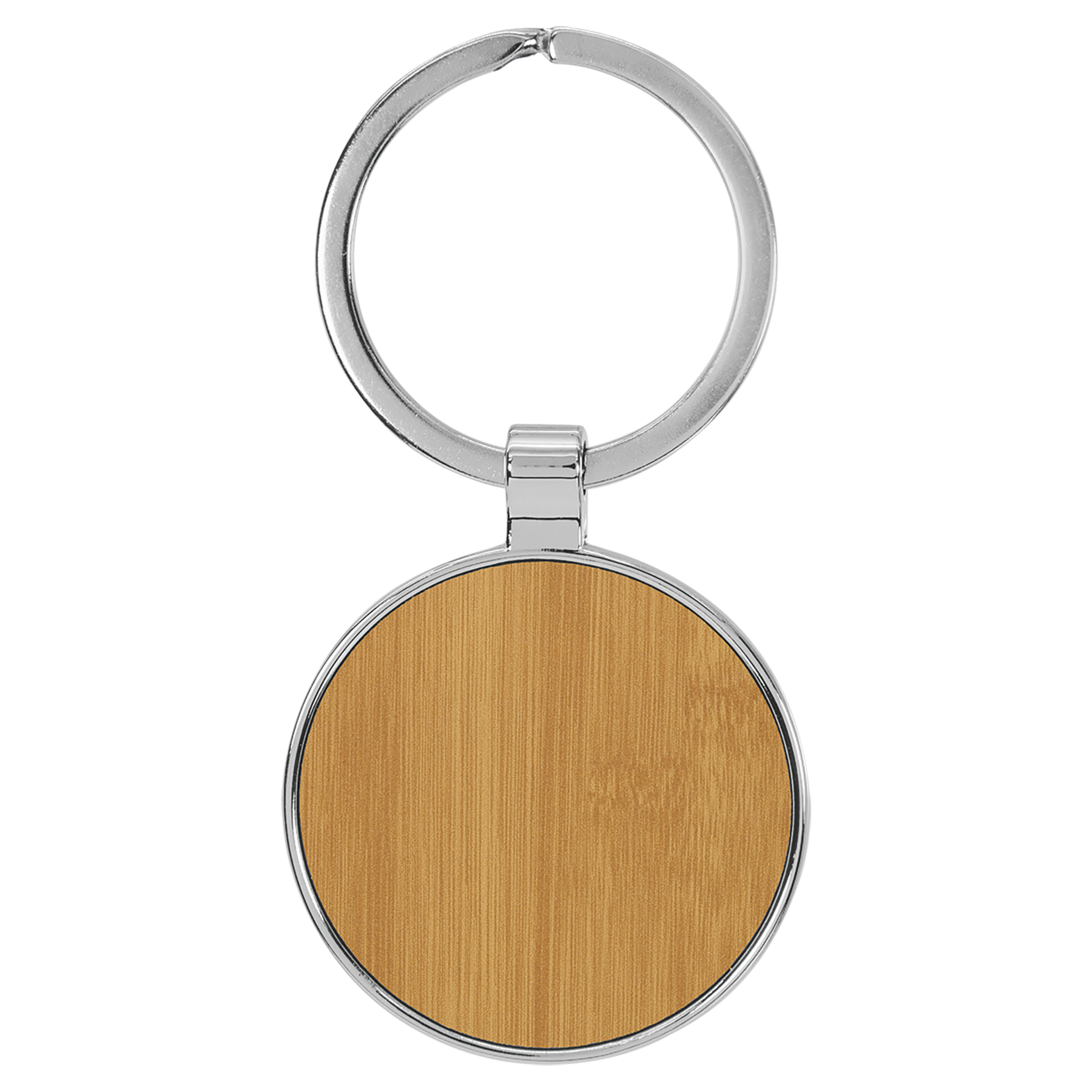 1.5" Bamboo Metal Round Leatherette Keychain – item GFT2200 image 2