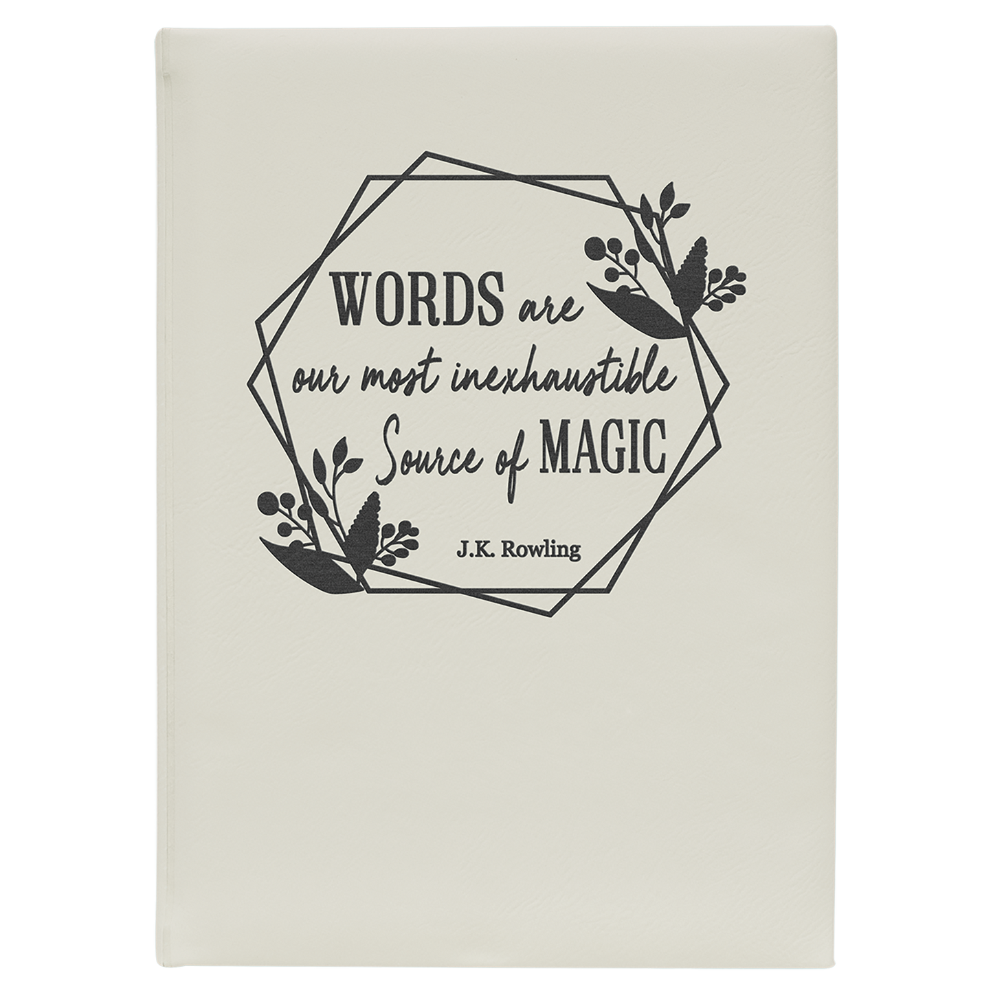 7" x 9.75" White/Black Leatherette Journal – item GFT2250