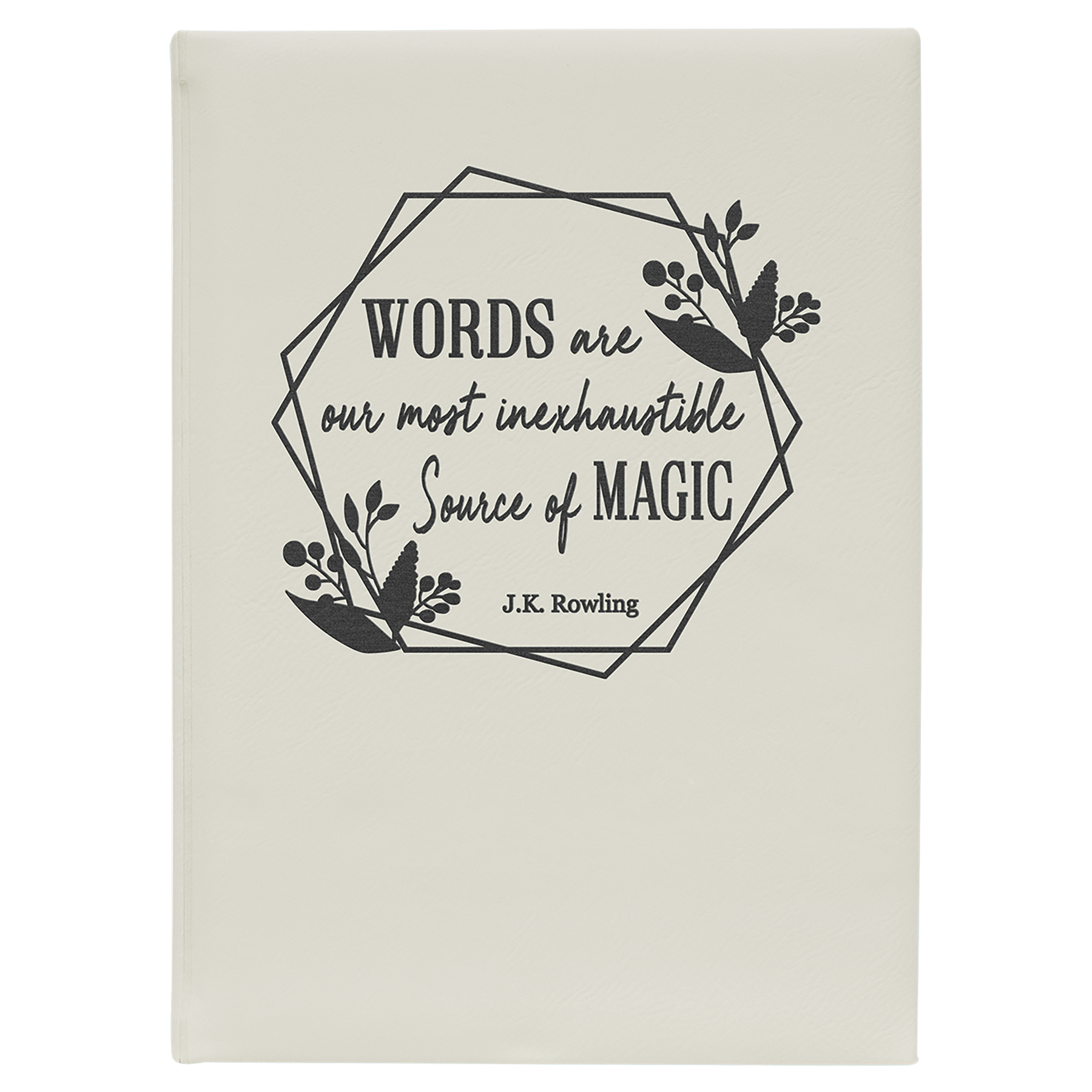 7" x 9.75" White/Black Leatherette Journal – item GFT2250