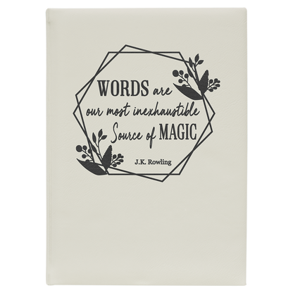7" x 9.75" White/Black Leatherette Journal – item GFT2250