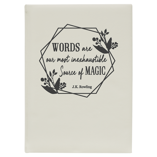 7" x 9.75" White/Black Leatherette Journal – item GFT2250
