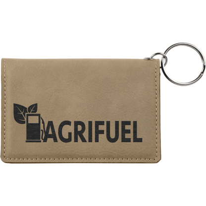 4.25" x 3" Light Brown Leatherette Keychain ID Holder – item GFT233 image 4