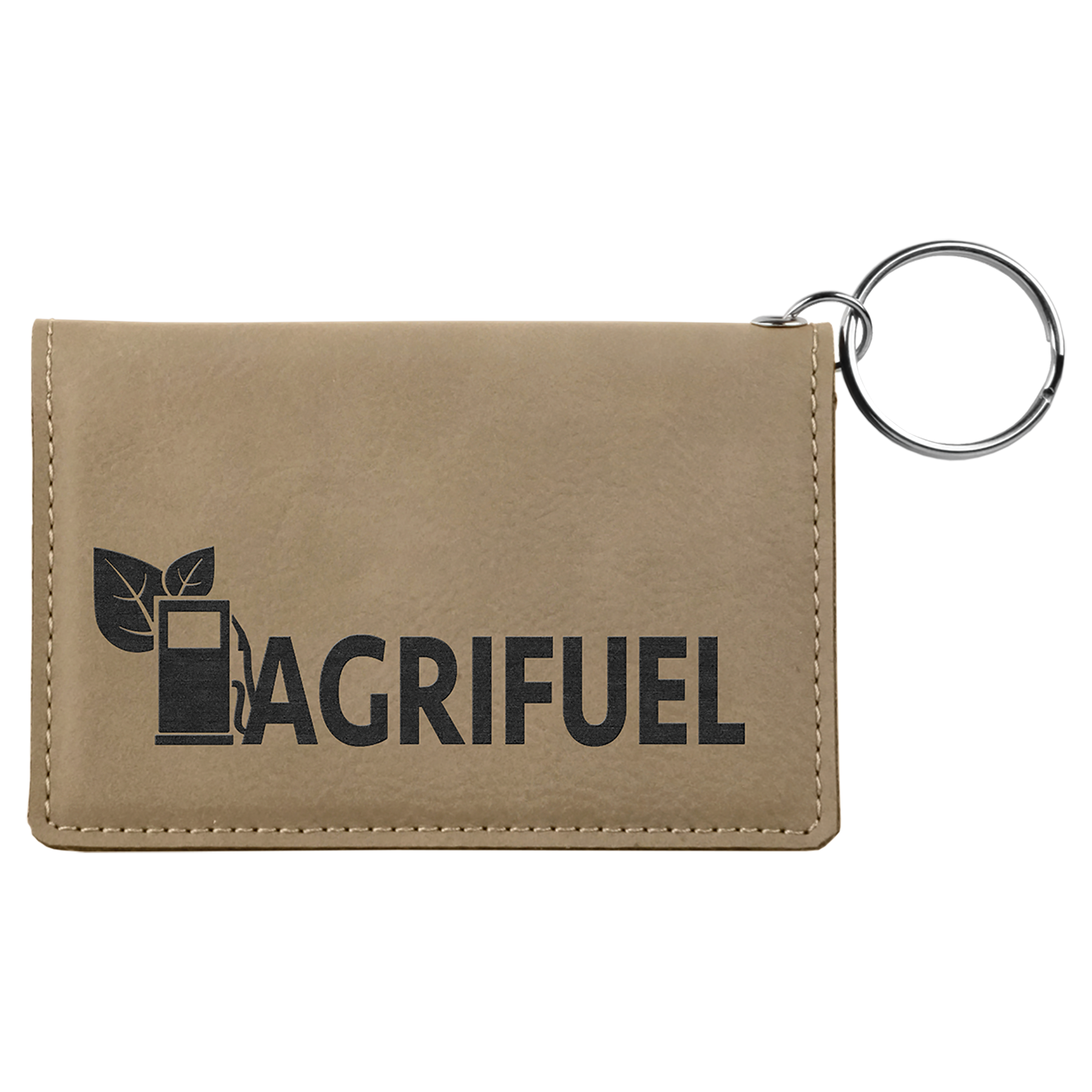 4.25" x 3" Light Brown Leatherette Keychain ID Holder – item GFT233