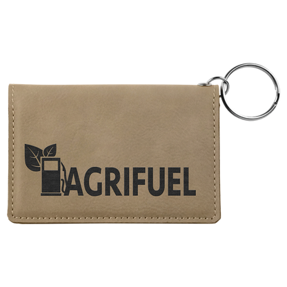 4.25" x 3" Light Brown Leatherette Keychain ID Holder – item GFT233