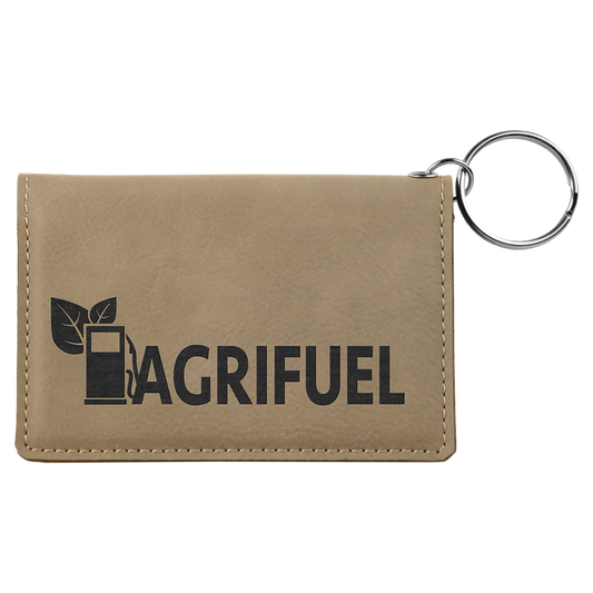 4.25" x 3" Light Brown Leatherette Keychain ID Holder – item GFT233