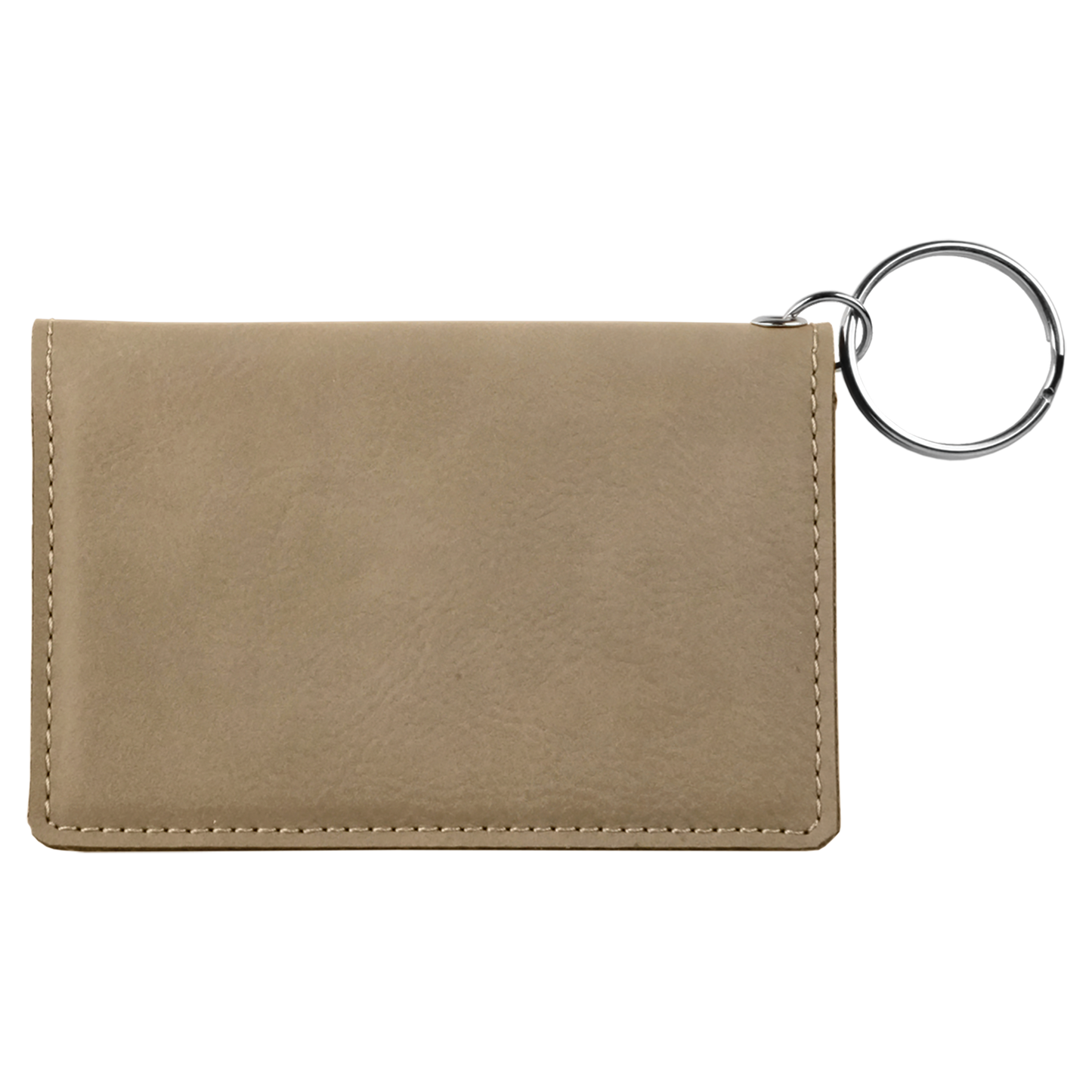 4.25" x 3" Light Brown Leatherette Keychain ID Holder – item GFT233 image 3