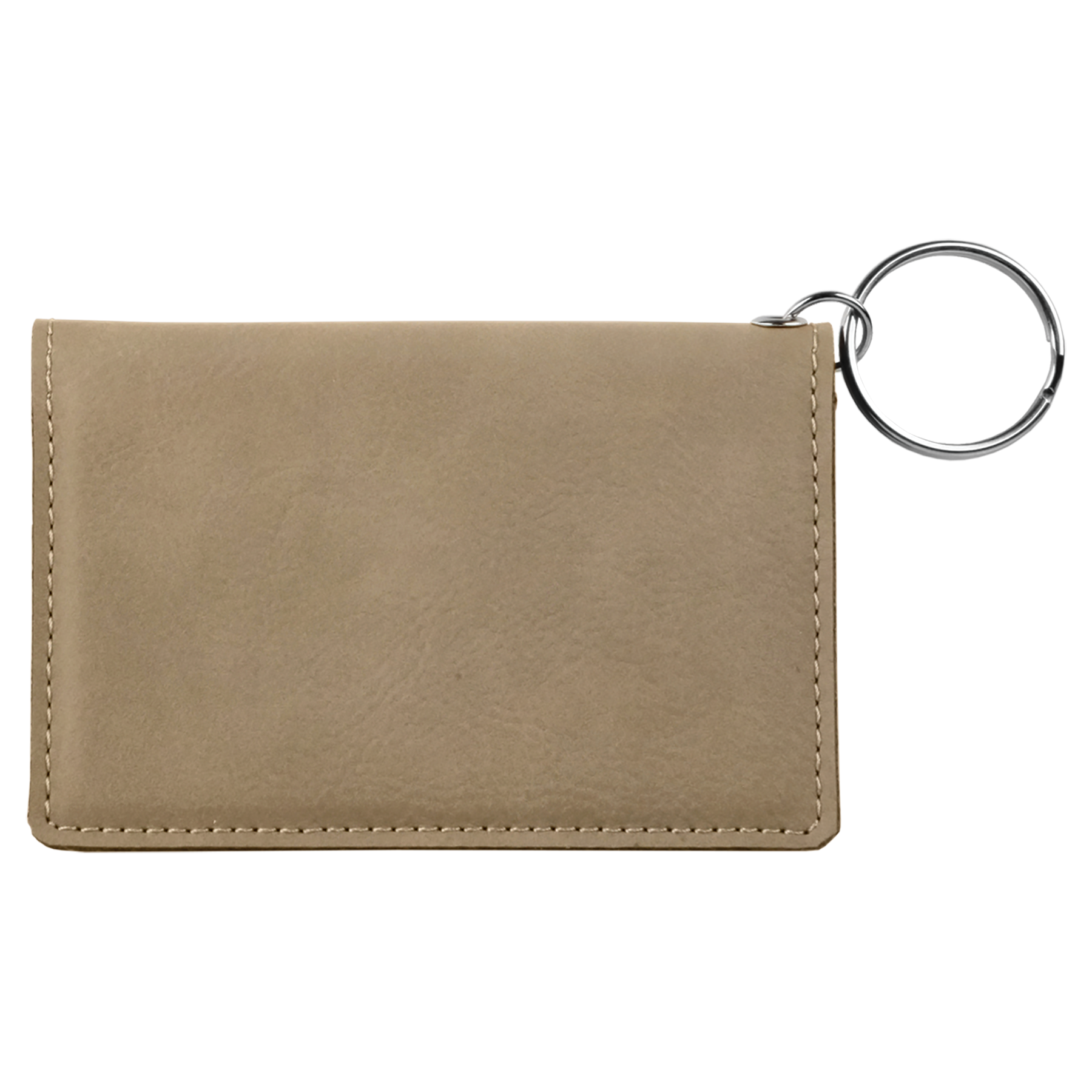 4.25" x 3" Light Brown Leatherette Keychain ID Holder – item GFT233 image 3