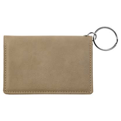 4.25" x 3" Light Brown Leatherette Keychain ID Holder – item GFT233 image 3