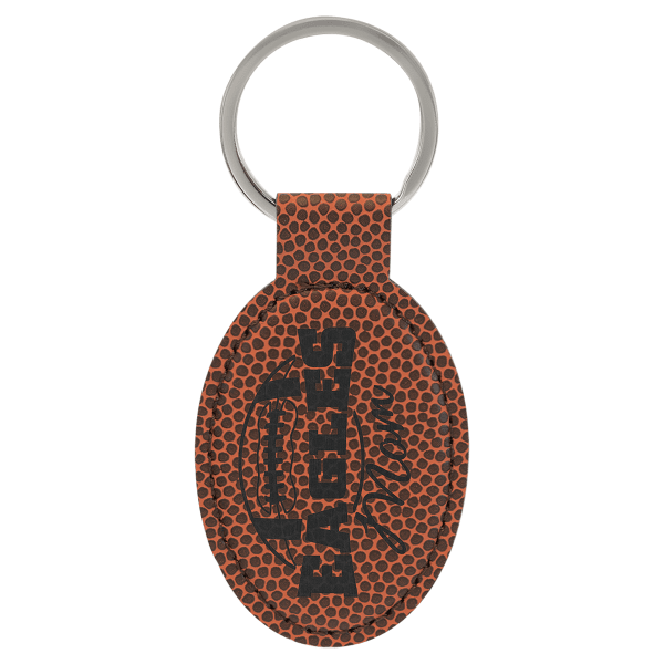 3" x 1.75" Football Oval Leatherette Keychain – item GFT2372 image 3