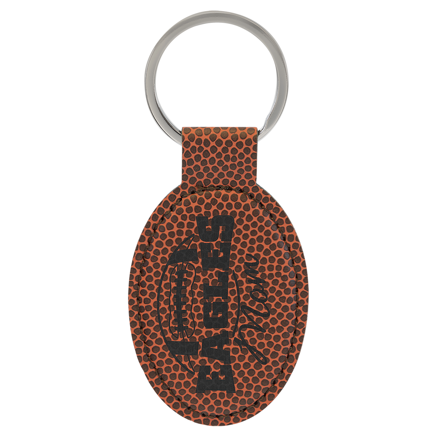 3" x 1.75" Football Oval Leatherette Keychain – item GFT2372