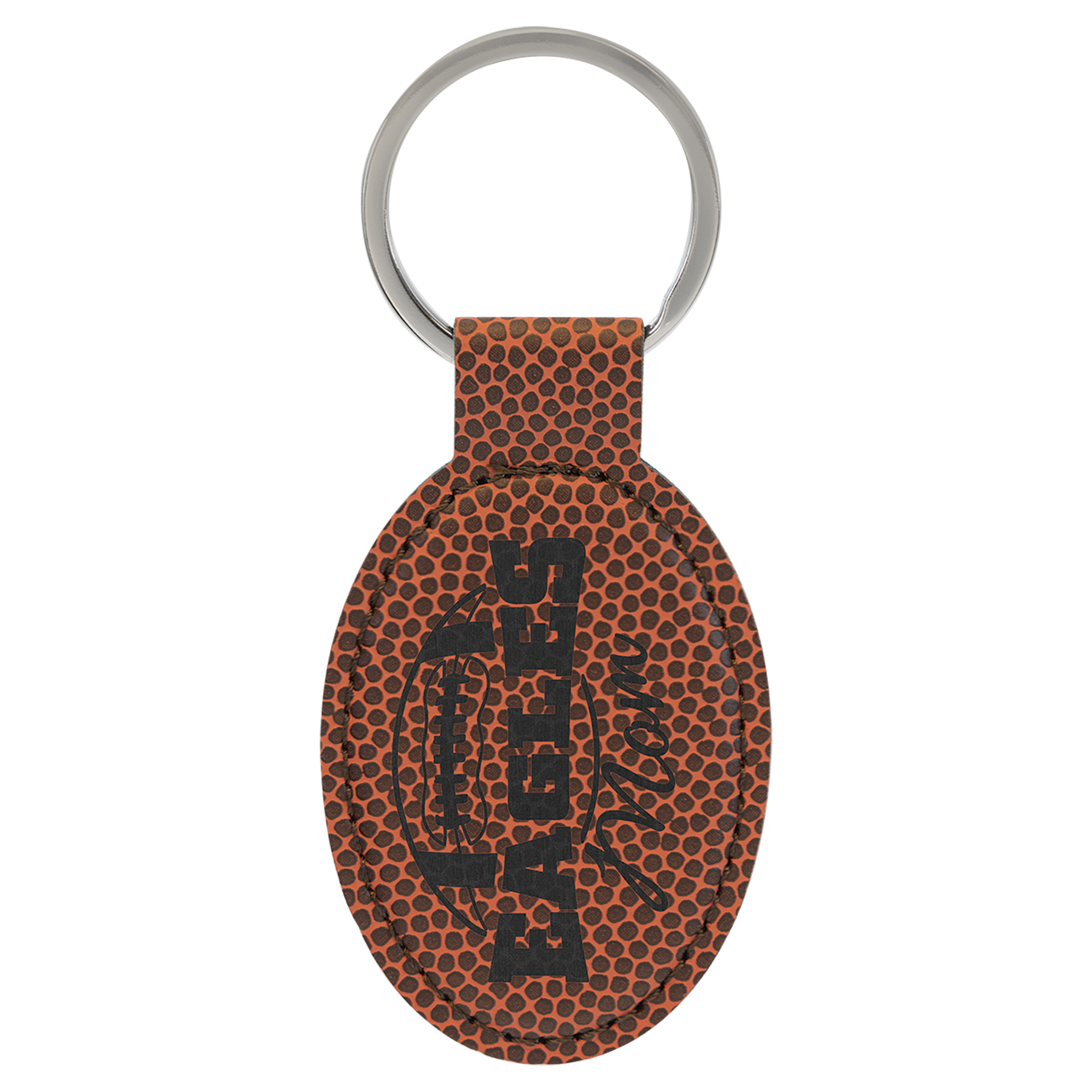 3" x 1.75" Football Oval Leatherette Keychain – item GFT2372