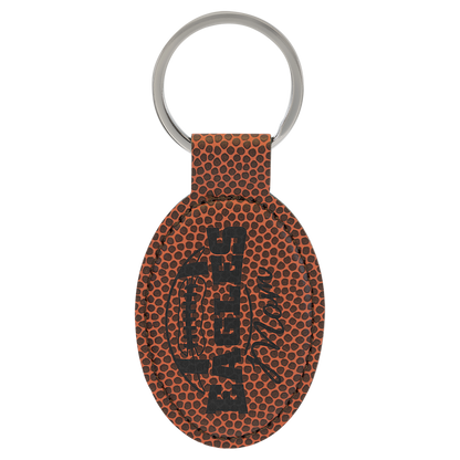 3" x 1.75" Football Oval Leatherette Keychain – item GFT2372