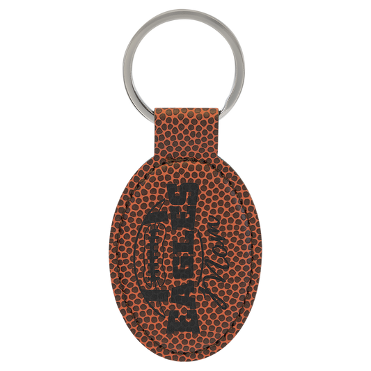 3" x 1.75" Football Oval Leatherette Keychain – item GFT2372