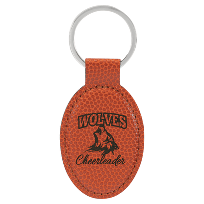 3" x 1.75" Basketball Oval Leatherette Keychain – item GFT2373 image 3